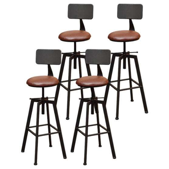 Glam Style Bar-stool with Adjustable Height Swivel Round Seat Barstool in Gold Brown 4 Piece Set Low Back Clearhalo 'Bar Furniture' 'Bar Stools' 'bar_stools' 'furn' 'furn_bar_stools' 'furniture_bar_stools' 'Kitchen & Dining Furniture' 'kitchen&dining_furn' 'kitchen' 'kitchen_furn' Furniture' 4440752