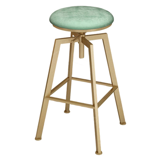 Glam Style Bar-stool with Adjustable Height Swivel Round Seat Barstool in Gold Green 1 Piece Backless Clearhalo 'Bar Furniture' 'Bar Stools' 'bar_stools' 'furn' 'furn_bar_stools' 'furniture_bar_stools' 'Kitchen & Dining Furniture' 'kitchen&dining_furn' 'kitchen' 'kitchen_furn' Furniture' 4440754