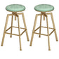 Glam Style Bar-stool with Adjustable Height Swivel Round Seat Barstool in Gold Green 2 Piece Set Backless Clearhalo 'Bar Furniture' 'Bar Stools' 'bar_stools' 'furn' 'furn_bar_stools' 'furniture_bar_stools' 'Kitchen & Dining Furniture' 'kitchen&dining_furn' 'kitchen' 'kitchen_furn' Furniture' 4440755
