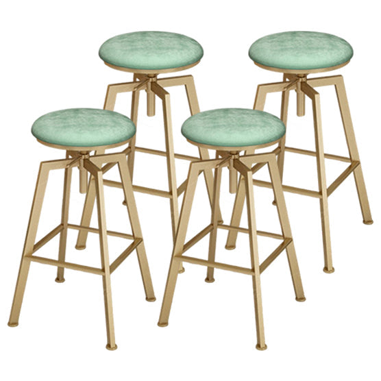 Glam Style Bar-stool with Adjustable Height Swivel Round Seat Barstool in Gold Green 4 Piece Set Backless Clearhalo 'Bar Furniture' 'Bar Stools' 'bar_stools' 'furn' 'furn_bar_stools' 'furniture_bar_stools' 'Kitchen & Dining Furniture' 'kitchen&dining_furn' 'kitchen' 'kitchen_furn' Furniture' 4440756