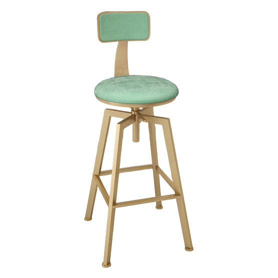Glam Style Bar-stool with Adjustable Height Swivel Round Seat Barstool in Gold Green 1 Piece Low Back Clearhalo 'Bar Furniture' 'Bar Stools' 'bar_stools' 'furn' 'furn_bar_stools' 'furniture_bar_stools' 'Kitchen & Dining Furniture' 'kitchen&dining_furn' 'kitchen' 'kitchen_furn' Furniture' 4440757