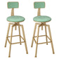 Glam Style Bar-stool with Adjustable Height Swivel Round Seat Barstool in Gold Green 2 Piece Set Low Back Clearhalo 'Bar Furniture' 'Bar Stools' 'bar_stools' 'furn' 'furn_bar_stools' 'furniture_bar_stools' 'Kitchen & Dining Furniture' 'kitchen&dining_furn' 'kitchen' 'kitchen_furn' Furniture' 4440758