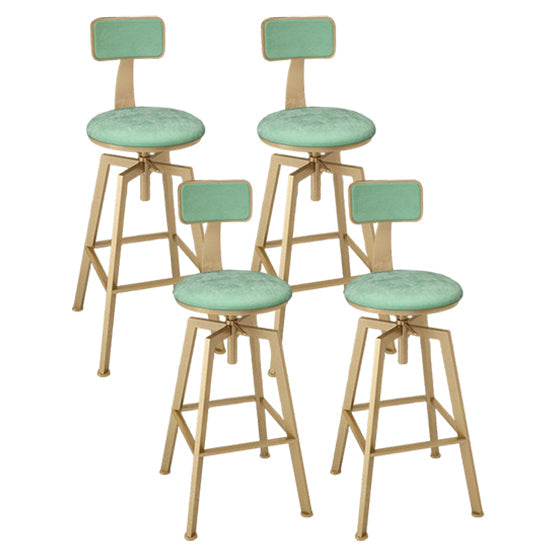 Glam Style Bar-stool with Adjustable Height Swivel Round Seat Barstool in Gold Green 4 Piece Set Low Back Clearhalo 'Bar Furniture' 'Bar Stools' 'bar_stools' 'furn' 'furn_bar_stools' 'furniture_bar_stools' 'Kitchen & Dining Furniture' 'kitchen&dining_furn' 'kitchen' 'kitchen_furn' Furniture' 4440759