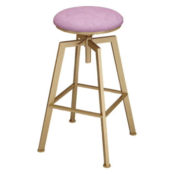 Glam Style Bar-stool with Adjustable Height Swivel Round Seat Barstool in Gold Pink 1 Piece Backless Clearhalo 'Bar Furniture' 'Bar Stools' 'bar_stools' 'furn' 'furn_bar_stools' 'furniture_bar_stools' 'Kitchen & Dining Furniture' 'kitchen&dining_furn' 'kitchen' 'kitchen_furn' Furniture' 4440760