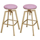 Glam Style Bar-stool with Adjustable Height Swivel Round Seat Barstool in Gold Pink 2 Piece Set Backless Clearhalo 'Bar Furniture' 'Bar Stools' 'bar_stools' 'furn' 'furn_bar_stools' 'furniture_bar_stools' 'Kitchen & Dining Furniture' 'kitchen&dining_furn' 'kitchen' 'kitchen_furn' Furniture' 4440761