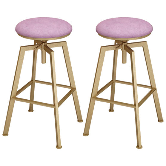 Glam Style Bar-stool with Adjustable Height Swivel Round Seat Barstool in Gold Pink 2 Piece Set Backless Clearhalo 'Bar Furniture' 'Bar Stools' 'bar_stools' 'furn' 'furn_bar_stools' 'furniture_bar_stools' 'Kitchen & Dining Furniture' 'kitchen&dining_furn' 'kitchen' 'kitchen_furn' Furniture' 4440761