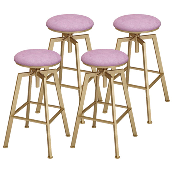 Glam Style Bar-stool with Adjustable Height Swivel Round Seat Barstool in Gold Pink 4 Piece Set Backless Clearhalo 'Bar Furniture' 'Bar Stools' 'bar_stools' 'furn' 'furn_bar_stools' 'furniture_bar_stools' 'Kitchen & Dining Furniture' 'kitchen&dining_furn' 'kitchen' 'kitchen_furn' Furniture' 4440762