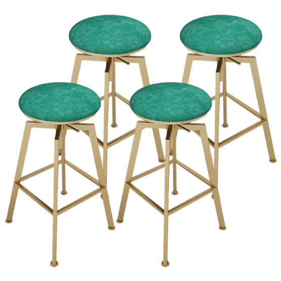 Glam Style Bar-stool with Adjustable Height Swivel Round Seat Barstool in Gold Blackish Green 4 Piece Set Backless Clearhalo 'Bar Furniture' 'Bar Stools' 'bar_stools' 'furn' 'furn_bar_stools' 'furniture_bar_stools' 'Kitchen & Dining Furniture' 'kitchen&dining_furn' 'kitchen' 'kitchen_furn' Furniture' 4440765