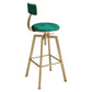 Glam Style Bar-stool with Adjustable Height Swivel Round Seat Barstool in Gold Blackish Green 1 Piece Low Back Clearhalo 'Bar Furniture' 'Bar Stools' 'bar_stools' 'furn' 'furn_bar_stools' 'furniture_bar_stools' 'Kitchen & Dining Furniture' 'kitchen&dining_furn' 'kitchen' 'kitchen_furn' Furniture' 4440766