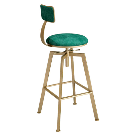 Glam Style Bar-stool with Adjustable Height Swivel Round Seat Barstool in Gold Blackish Green 1 Piece Low Back Clearhalo 'Bar Furniture' 'Bar Stools' 'bar_stools' 'furn' 'furn_bar_stools' 'furniture_bar_stools' 'Kitchen & Dining Furniture' 'kitchen&dining_furn' 'kitchen' 'kitchen_furn' Furniture' 4440766