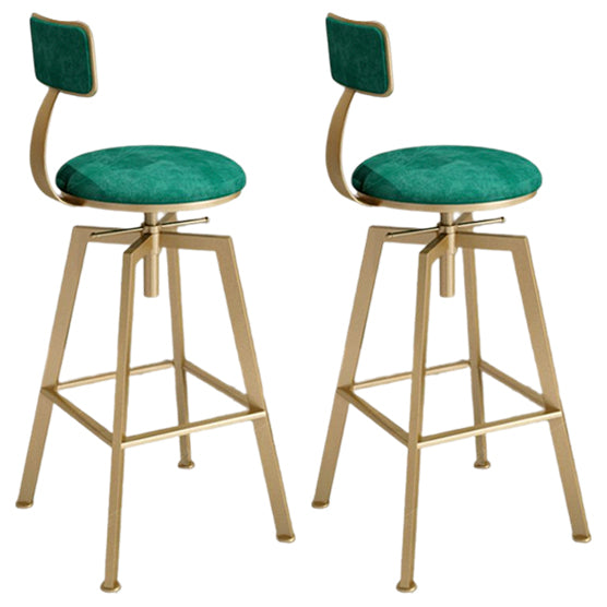 Glam Style Bar-stool with Adjustable Height Swivel Round Seat Barstool in Gold Blackish Green 2 Piece Set Low Back Clearhalo 'Bar Furniture' 'Bar Stools' 'bar_stools' 'furn' 'furn_bar_stools' 'furniture_bar_stools' 'Kitchen & Dining Furniture' 'kitchen&dining_furn' 'kitchen' 'kitchen_furn' Furniture' 4440767