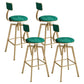 Glam Style Bar-stool with Adjustable Height Swivel Round Seat Barstool in Gold Blackish Green 4 Piece Set Low Back Clearhalo 'Bar Furniture' 'Bar Stools' 'bar_stools' 'furn' 'furn_bar_stools' 'furniture_bar_stools' 'Kitchen & Dining Furniture' 'kitchen&dining_furn' 'kitchen' 'kitchen_furn' Furniture' 4440768