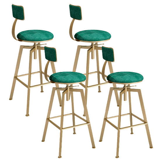 Glam Style Bar-stool with Adjustable Height Swivel Round Seat Barstool in Gold Blackish Green 4 Piece Set Low Back Clearhalo 'Bar Furniture' 'Bar Stools' 'bar_stools' 'furn' 'furn_bar_stools' 'furniture_bar_stools' 'Kitchen & Dining Furniture' 'kitchen&dining_furn' 'kitchen' 'kitchen_furn' Furniture' 4440768
