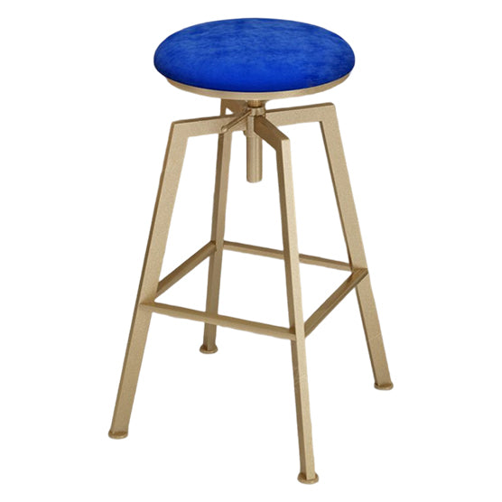 Glam Style Bar-stool with Adjustable Height Swivel Round Seat Barstool in Gold Blue 1 Piece Backless Clearhalo 'Bar Furniture' 'Bar Stools' 'bar_stools' 'furn' 'furn_bar_stools' 'furniture_bar_stools' 'Kitchen & Dining Furniture' 'kitchen&dining_furn' 'kitchen' 'kitchen_furn' Furniture' 4440769