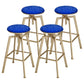 Glam Style Bar-stool with Adjustable Height Swivel Round Seat Barstool in Gold Blue 4 Piece Set Backless Clearhalo 'Bar Furniture' 'Bar Stools' 'bar_stools' 'furn' 'furn_bar_stools' 'furniture_bar_stools' 'Kitchen & Dining Furniture' 'kitchen&dining_furn' 'kitchen' 'kitchen_furn' Furniture' 4440771