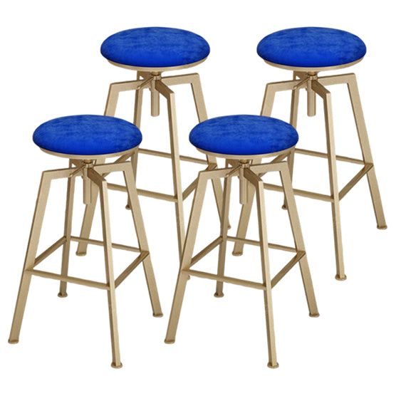 Glam Style Bar-stool with Adjustable Height Swivel Round Seat Barstool in Gold Blue 4 Piece Set Backless Clearhalo 'Bar Furniture' 'Bar Stools' 'bar_stools' 'furn' 'furn_bar_stools' 'furniture_bar_stools' 'Kitchen & Dining Furniture' 'kitchen&dining_furn' 'kitchen' 'kitchen_furn' Furniture' 4440771