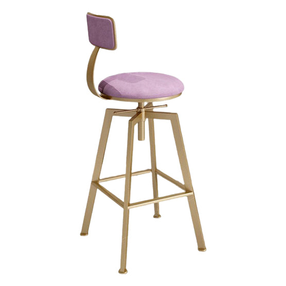 Glam Style Bar-stool with Adjustable Height Swivel Round Seat Barstool in Gold Pink 1 Piece Low Back Clearhalo 'Bar Furniture' 'Bar Stools' 'bar_stools' 'furn' 'furn_bar_stools' 'furniture_bar_stools' 'Kitchen & Dining Furniture' 'kitchen&dining_furn' 'kitchen' 'kitchen_furn' Furniture' 4440772