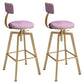 Glam Style Bar-stool with Adjustable Height Swivel Round Seat Barstool in Gold Pink 2 Piece Set Low Back Clearhalo 'Bar Furniture' 'Bar Stools' 'bar_stools' 'furn' 'furn_bar_stools' 'furniture_bar_stools' 'Kitchen & Dining Furniture' 'kitchen&dining_furn' 'kitchen' 'kitchen_furn' Furniture' 4440773