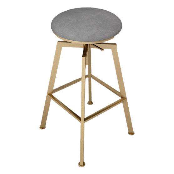 Glam Style Bar-stool with Adjustable Height Swivel Round Seat Barstool in Gold Grey 1 Piece Backless Clearhalo 'Bar Furniture' 'Bar Stools' 'bar_stools' 'furn' 'furn_bar_stools' 'furniture_bar_stools' 'Kitchen & Dining Furniture' 'kitchen&dining_furn' 'kitchen' 'kitchen_furn' Furniture' 4440775