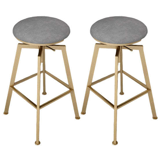 Glam Style Bar-stool with Adjustable Height Swivel Round Seat Barstool in Gold Grey 2 Piece Set Backless Clearhalo 'Bar Furniture' 'Bar Stools' 'bar_stools' 'furn' 'furn_bar_stools' 'furniture_bar_stools' 'Kitchen & Dining Furniture' 'kitchen&dining_furn' 'kitchen' 'kitchen_furn' Furniture' 4440776