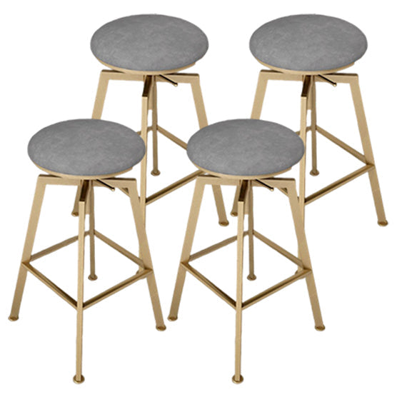 Glam Style Bar-stool with Adjustable Height Swivel Round Seat Barstool in Gold Grey 4 Piece Set Backless Clearhalo 'Bar Furniture' 'Bar Stools' 'bar_stools' 'furn' 'furn_bar_stools' 'furniture_bar_stools' 'Kitchen & Dining Furniture' 'kitchen&dining_furn' 'kitchen' 'kitchen_furn' Furniture' 4440777