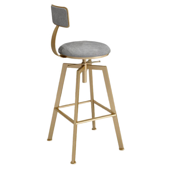 Glam Style Bar-stool with Adjustable Height Swivel Round Seat Barstool in Gold Grey 1 Piece Low Back Clearhalo 'Bar Furniture' 'Bar Stools' 'bar_stools' 'furn' 'furn_bar_stools' 'furniture_bar_stools' 'Kitchen & Dining Furniture' 'kitchen&dining_furn' 'kitchen' 'kitchen_furn' Furniture' 4440778