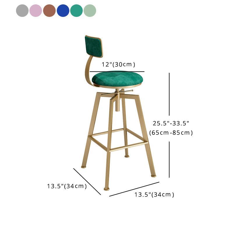 Glam Style Bar-stool with Adjustable Height Swivel Round Seat Barstool in Gold Clearhalo 'Bar Furniture' 'Bar Stools' 'bar_stools' 'furn' 'furn_bar_stools' 'furniture_bar_stools' 'Kitchen & Dining Furniture' 'kitchen&dining_furn' 'kitchen' 'kitchen_furn' Furniture' 4440782