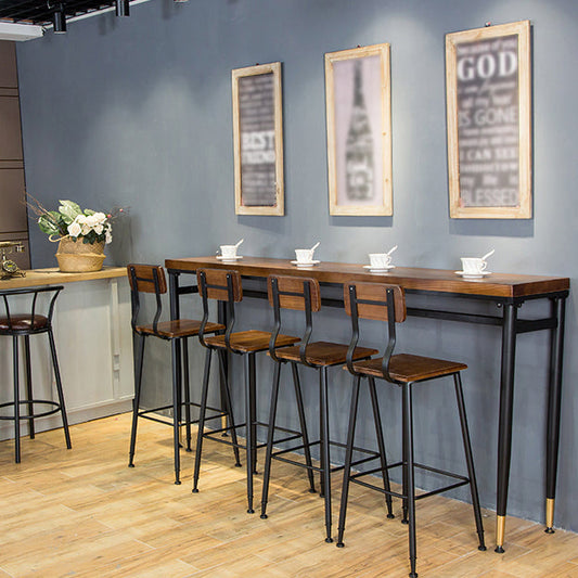 Rectangle Wood Top Counter Table Industrial 42-inch Metal 4 Legs Table for Dining Room Clearhalo 'Bar Furniture' 'Bar Tables' 'bar_tables' 'furn' 'furn_bar_tables' 'Furniture' 'furniture_bar_tables' 'Kitchen & Dining Furniture' 4443824