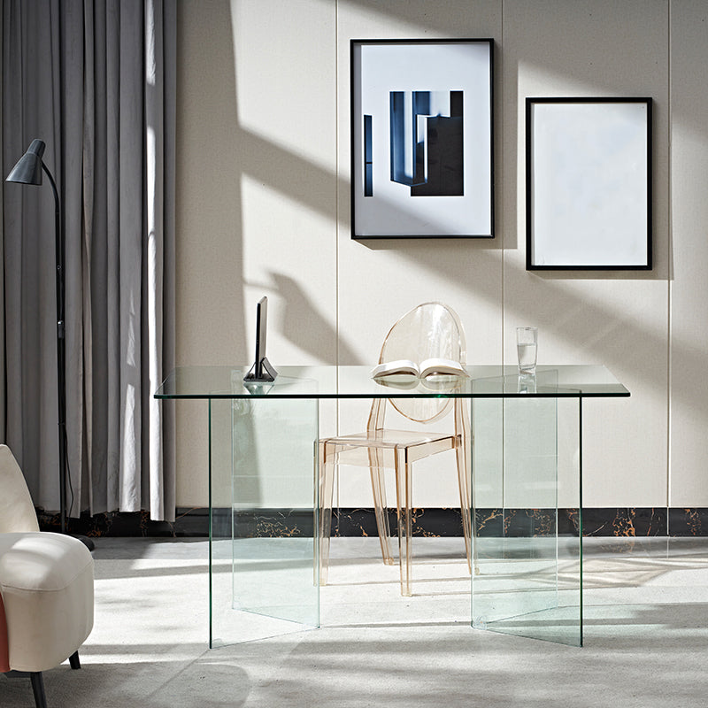 Modern Style Dinner Room Table Glass Dining Table for Home Use Clear Without Chairs Clearhalo ' dining_table' 'Dining Tables & Seating' 'Dining Tables' 'furn' 'furn_dining_table' 'Furniture' 'furniture_dining_table' 'Kitchen & Dining Furniture' 'kitchen&dining_furn' 'kitchen' 'kitchen_dining_table' 4450667