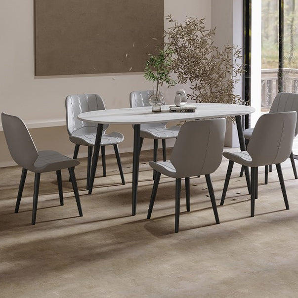 Traditional Luxury Stone Furniture Oval 4 Legs Dining Site Table for Home Black 63"L x 31.5"W x 29.5"H Without Chairs Clearhalo ' dining_table' 'Dining Tables & Seating' 'Dining Tables' 'furn' 'furn_dining_table' 'Furniture' 'furniture_dining_table' 'Kitchen & Dining Furniture' 'kitchen&dining_furn' 'kitchen' 'kitchen_dining_table' 4450691