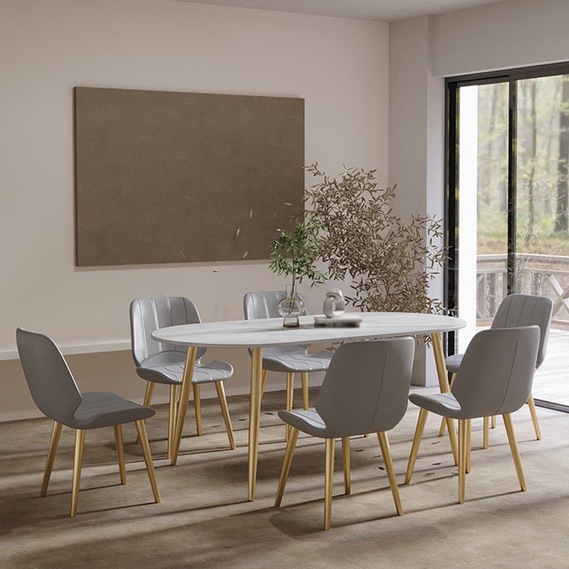 Traditional Luxury Stone Furniture Oval 4 Legs Dining Site Table for Home Gold 63"L x 31.5"W x 29.5"H Without Chairs Clearhalo ' dining_table' 'Dining Tables & Seating' 'Dining Tables' 'furn' 'furn_dining_table' 'Furniture' 'furniture_dining_table' 'Kitchen & Dining Furniture' 'kitchen&dining_furn' 'kitchen' 'kitchen_dining_table' 4450692