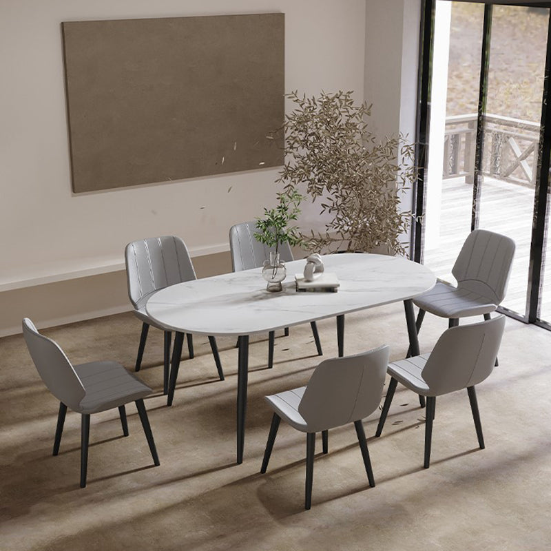 Traditional Luxury Stone Furniture Oval 4 Legs Dining Site Table for Home Black 70.9"L x 35.4"W x 29.5"H Without Chairs Clearhalo ' dining_table' 'Dining Tables & Seating' 'Dining Tables' 'furn' 'furn_dining_table' 'Furniture' 'furniture_dining_table' 'Kitchen & Dining Furniture' 'kitchen&dining_furn' 'kitchen' 'kitchen_dining_table' 4450693
