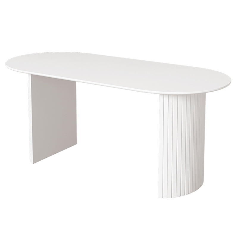 Solid Wood Base Contemporary Dining Table Marble Top Table for Dining Room Oval Without Chairs Clearhalo ' dining_table' 'Dining Tables & Seating' 'Dining Tables' 'furn' 'furn_dining_table' 'Furniture' 'furniture_dining_table' 'Kitchen & Dining Furniture' 'kitchen&dining_furn' 'kitchen' 'kitchen_dining_table' 4450715
