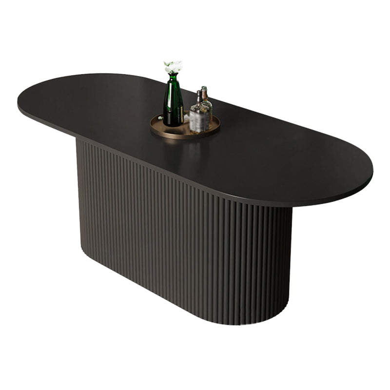 Oval Pedestal Base Furniture Contemporary Style Dining Room Collection Wood Black Clearhalo ' dining_table' 'Dining Tables & Seating' 'Dining Tables' 'furn' 'furn_dining_table' 'Furniture' 'furniture_dining_table' 'Kitchen & Dining Furniture' 'kitchen&dining_furn' 'kitchen' 'kitchen_dining_table' 4450766