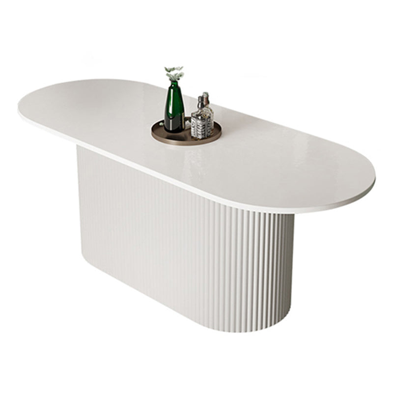 Oval Pedestal Base Furniture Contemporary Style Dining Room Collection Wood White 70.9"L x 31.5"W x 29.5"H Clearhalo ' dining_table' 'Dining Tables & Seating' 'Dining Tables' 'furn' 'furn_dining_table' 'Furniture' 'furniture_dining_table' 'Kitchen & Dining Furniture' 'kitchen&dining_furn' 'kitchen' 'kitchen_dining_table' 4450769