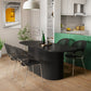 Oval Pedestal Base Furniture Contemporary Style Dining Room Collection Wood Black 55.1"L x 27.6"W x 29.5"H Clearhalo ' dining_table' 'Dining Tables & Seating' 'Dining Tables' 'furn' 'furn_dining_table' 'Furniture' 'furniture_dining_table' 'Kitchen & Dining Furniture' 'kitchen&dining_furn' 'kitchen' 'kitchen_dining_table' 4450770