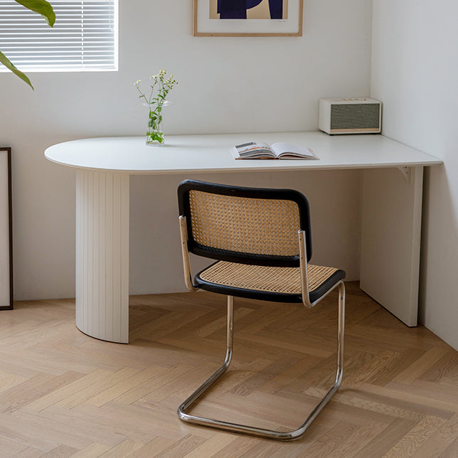Free Form White Tone Dining Table Contemporary Dinette Table with Double Pedestal Base Wood 47.2"L x 23.6"W x 29.5"H Without Chairs Clearhalo ' dining_table' 'Dining Tables & Seating' 'Dining Tables' 'furn' 'furn_dining_table' 'Furniture' 'furniture_dining_table' 'Kitchen & Dining Furniture' 'kitchen&dining_furn' 'kitchen' 'kitchen_dining_table' 4450803