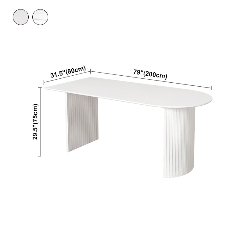 Free Form White Tone Dining Table Contemporary Dinette Table with Double Pedestal Base Clearhalo ' dining_table' 'Dining Tables & Seating' 'Dining Tables' 'furn' 'furn_dining_table' 'Furniture' 'furniture_dining_table' 'Kitchen & Dining Furniture' 'kitchen&dining_furn' 'kitchen' 'kitchen_dining_table' 4450815