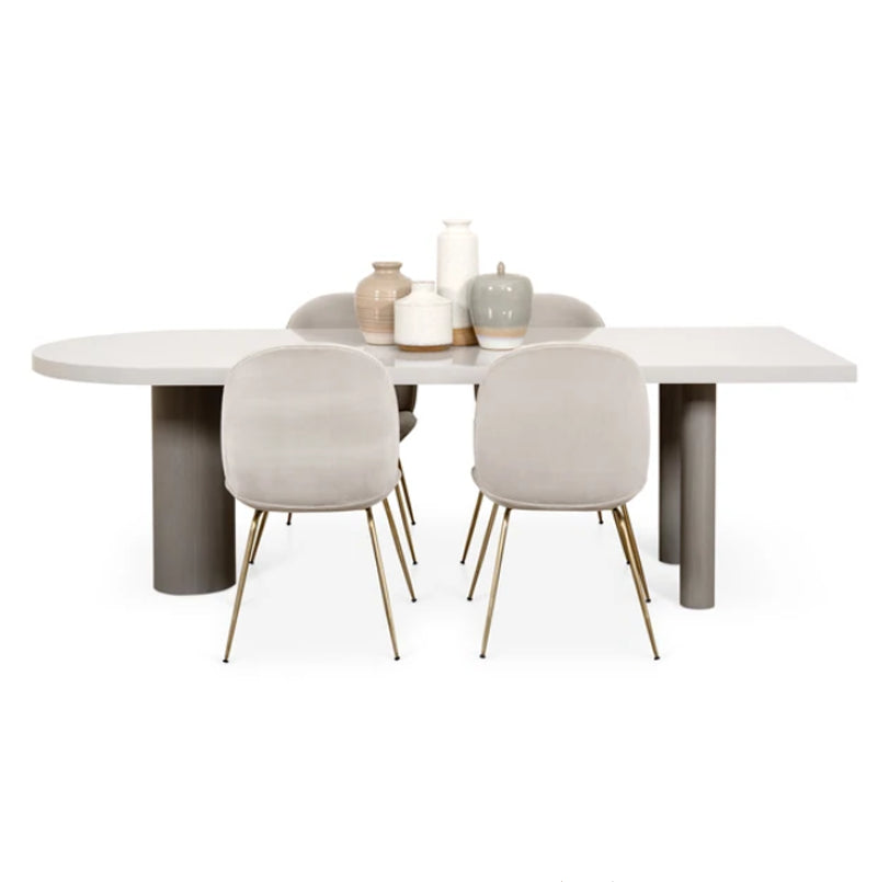 Free Form Modern Dining Table White Tone Fixed Table with 3 Legs for Dining Room Wood 59.1"L x 27.6"W x 29.5"H Without Chairs Clearhalo ' dining_table' 'Dining Tables & Seating' 'Dining Tables' 'furn' 'furn_dining_table' 'Furniture' 'furniture_dining_table' 'Kitchen & Dining Furniture' 'kitchen&dining_furn' 'kitchen' 'kitchen_dining_table' 4450818