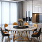 Marble Dining Table Traditional Luxury Round Dining Site Table with Turntable Black Gold 59.1"L x 59.1"W x 29.5"H Clearhalo ' dining_table' 'Dining Tables & Seating' 'Dining Tables' 'furn' 'furn_dining_table' 'Furniture' 'furniture_dining_table' 'Kitchen & Dining Furniture' 'kitchen&dining_furn' 'kitchen' 'kitchen_dining_table' 4450831