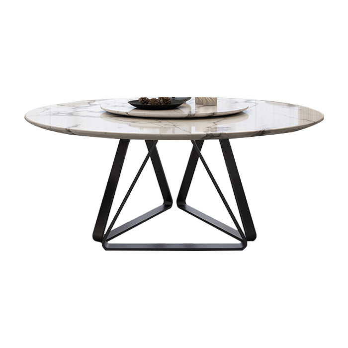 Marble Dining Table Traditional Luxury Round Dining Site Table with Turntable White Black Clearhalo ' dining_table' 'Dining Tables & Seating' 'Dining Tables' 'furn' 'furn_dining_table' 'Furniture' 'furniture_dining_table' 'Kitchen & Dining Furniture' 'kitchen&dining_furn' 'kitchen' 'kitchen_dining_table' 4450832