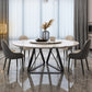 Marble Dining Table Traditional Luxury Round Dining Site Table with Turntable White Black 53.1"L x 53.1"W x 29.5"H Clearhalo ' dining_table' 'Dining Tables & Seating' 'Dining Tables' 'furn' 'furn_dining_table' 'Furniture' 'furniture_dining_table' 'Kitchen & Dining Furniture' 'kitchen&dining_furn' 'kitchen' 'kitchen_dining_table' 4450834