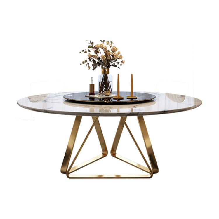 Marble Dining Table Traditional Luxury Round Dining Site Table with Turntable Black Gold 47.2"L x 47.2"W x 29.5"H Clearhalo ' dining_table' 'Dining Tables & Seating' 'Dining Tables' 'furn' 'furn_dining_table' 'Furniture' 'furniture_dining_table' 'Kitchen & Dining Furniture' 'kitchen&dining_furn' 'kitchen' 'kitchen_dining_table' 4450836