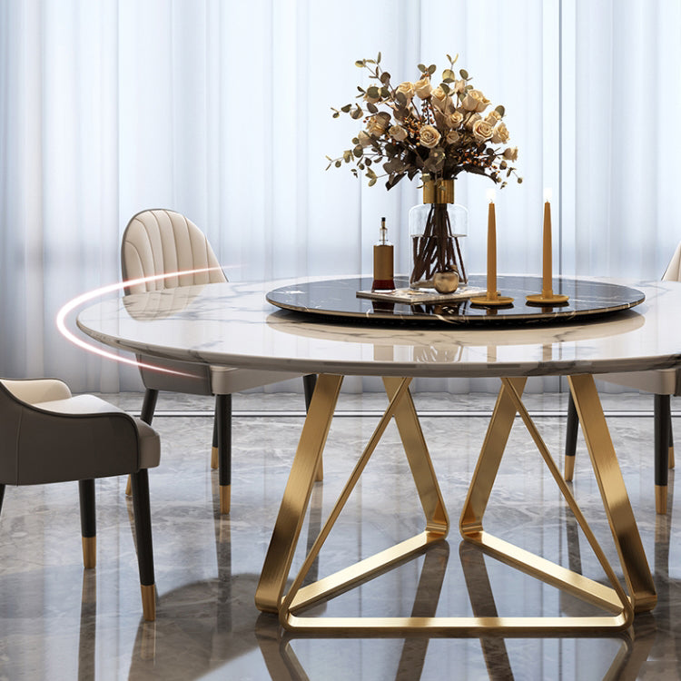 Marble Dining Table Traditional Luxury Round Dining Site Table with Turntable Clearhalo ' dining_table' 'Dining Tables & Seating' 'Dining Tables' 'furn' 'furn_dining_table' 'Furniture' 'furniture_dining_table' 'Kitchen & Dining Furniture' 'kitchen&dining_furn' 'kitchen' 'kitchen_dining_table' 4450838