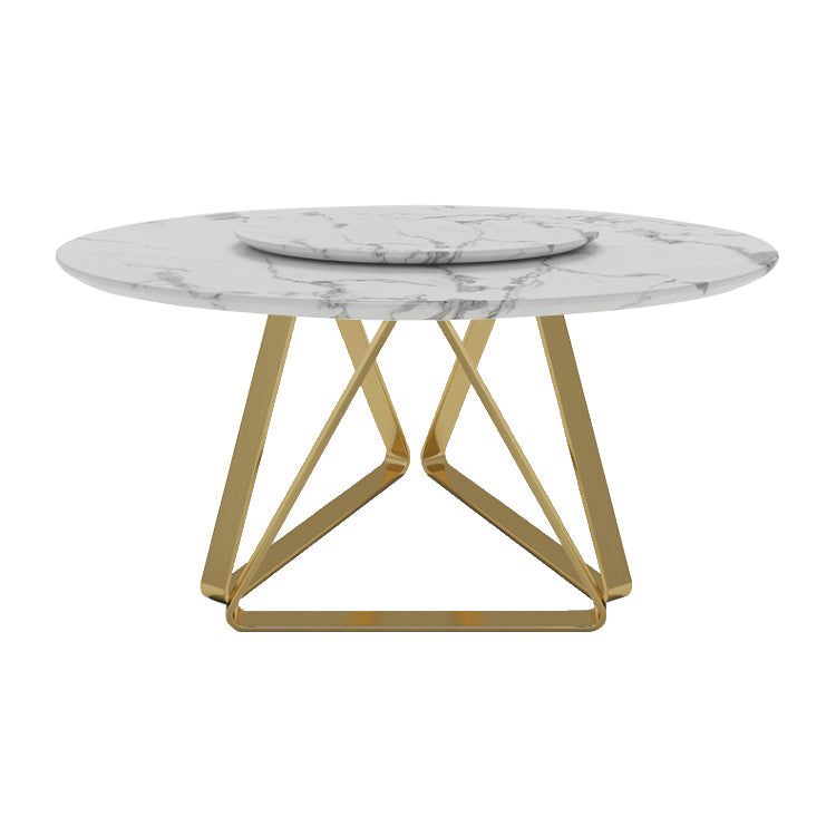 Marble Dining Table Traditional Luxury Round Dining Site Table with Turntable White Gold Clearhalo ' dining_table' 'Dining Tables & Seating' 'Dining Tables' 'furn' 'furn_dining_table' 'Furniture' 'furniture_dining_table' 'Kitchen & Dining Furniture' 'kitchen&dining_furn' 'kitchen' 'kitchen_dining_table' 4450841