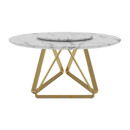 Marble Dining Table Traditional Luxury Round Dining Site Table with Turntable White Gold Clearhalo ' dining_table' 'Dining Tables & Seating' 'Dining Tables' 'furn' 'furn_dining_table' 'Furniture' 'furniture_dining_table' 'Kitchen & Dining Furniture' 'kitchen&dining_furn' 'kitchen' 'kitchen_dining_table' 4450841