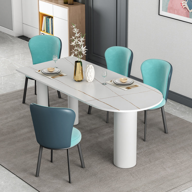 Free Form Sintered Stone White Dining Table Simplicity 3 Legs Table for Dining Room Stone 51.2"L x 27.6"W x 29.5"H Without Chairs Clearhalo ' dining_table' 'Dining Tables & Seating' 'Dining Tables' 'furn' 'furn_dining_table' 'Furniture' 'furniture_dining_table' 'Kitchen & Dining Furniture' 'kitchen&dining_furn' 'kitchen' 'kitchen_dining_table' 4450854