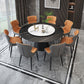 Modern Style Round Furniture Stone Dining Site Table with Pedestal Base Black Lazy Susan Clearhalo ' dining_table' 'Dining Tables & Seating' 'Dining Tables' 'furn' 'furn_dining_table' 'Furniture' 'furniture_dining_table' 'Kitchen & Dining Furniture' 'kitchen&dining_furn' 'kitchen' 'kitchen_dining_table' 4450868