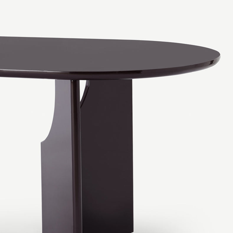 Modern Indoor Wood Table for Restaurant Oval Dining Table with Double Pedestal Base Clearhalo ' dining_table' 'Dining Tables & Seating' 'Dining Tables' 'furn' 'furn_dining_table' 'Furniture' 'furniture_dining_table' 'Kitchen & Dining Furniture' 'kitchen&dining_furn' 'kitchen' 'kitchen_dining_table' 4450902