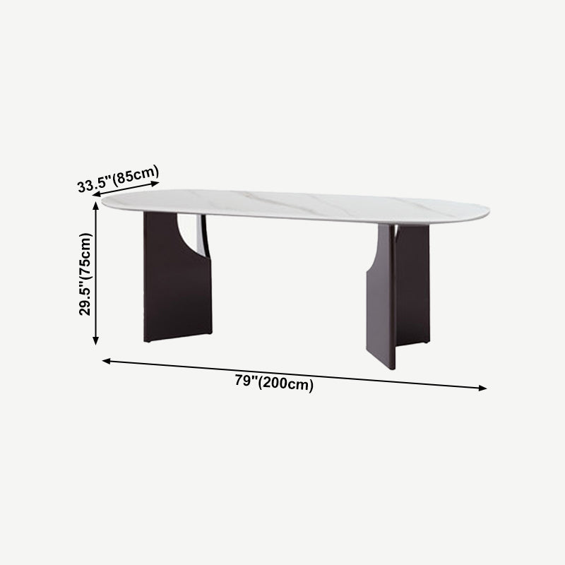 Modern Indoor Wood Table for Restaurant Oval Dining Table with Double Pedestal Base Clearhalo ' dining_table' 'Dining Tables & Seating' 'Dining Tables' 'furn' 'furn_dining_table' 'Furniture' 'furniture_dining_table' 'Kitchen & Dining Furniture' 'kitchen&dining_furn' 'kitchen' 'kitchen_dining_table' 4450910